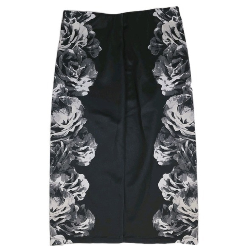 Apt. 9 Pencil Skirt Size Medium M Floral Print Black Gray Below Knee Straight - Picture 2 of 5